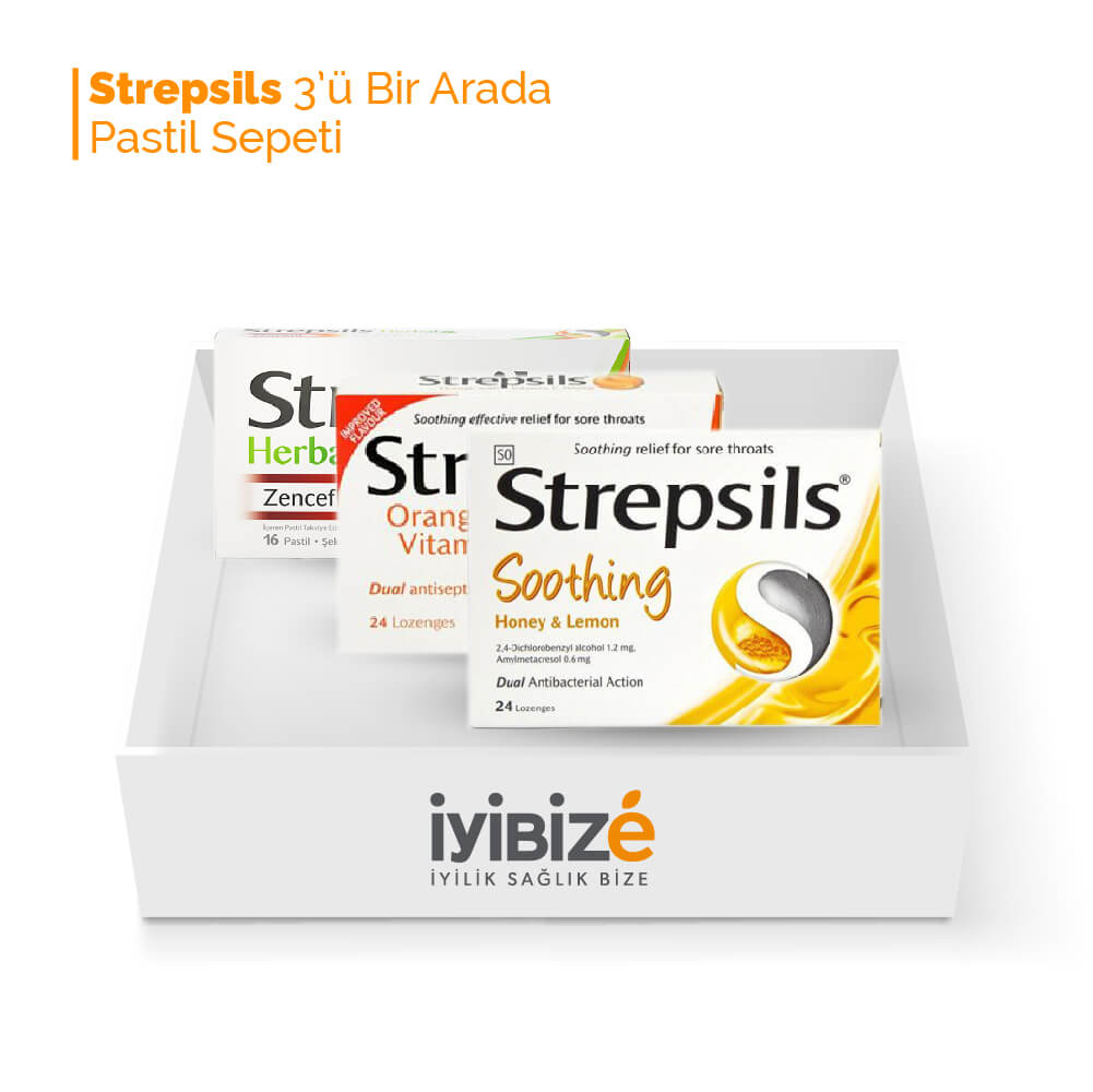 Strepsils 3'ü bir arada pastil paketi